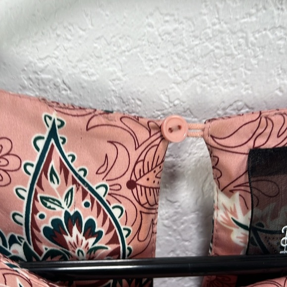 CODE X MODE Pink Paisley Ruffle Balloons Sleeve Dress Sz XS Floral Pink Tiered - Picture 10 of 10